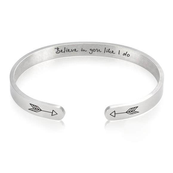 Inspirational Bracelets - Believe in You Like I Do -STEEL SILVER Graduation Gift - Picture 2 of 4